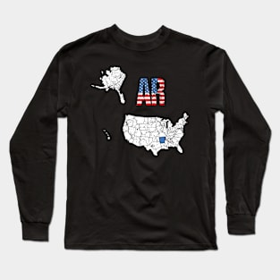 Vintage Arkansas USA Map & Flag Long Sleeve T-Shirt